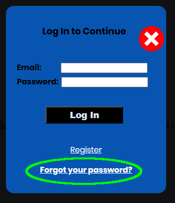 password reset link